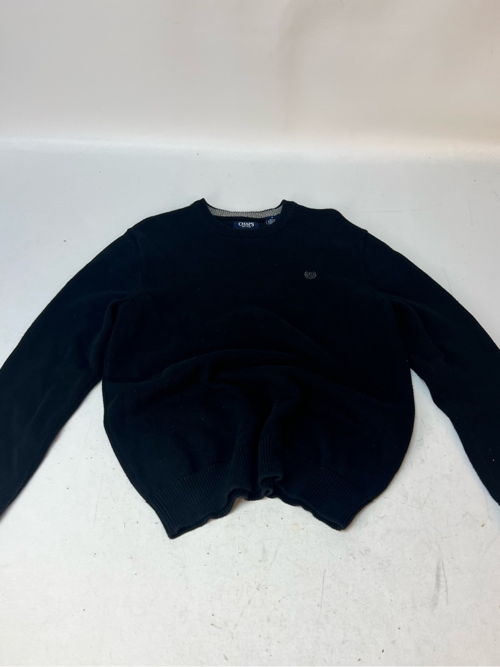 Chaps Men's Black Crewneck Logo Sweater